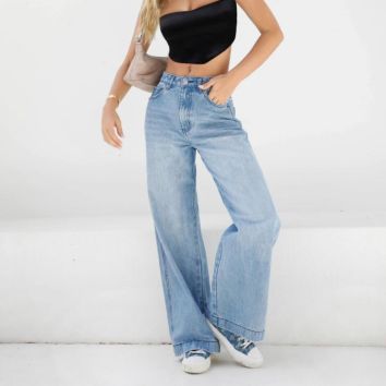 Women Jeans Ropa De Mujer High-Waisted Loose Wide-Leg Women's Jeans Floor-Sweeping Stretchy Jeans for Women
