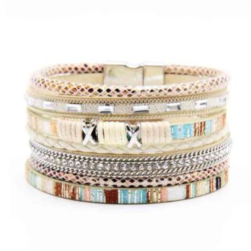 Women Jewelry Handmade Bohemian Multi-Layered Braided Leather Bracelet