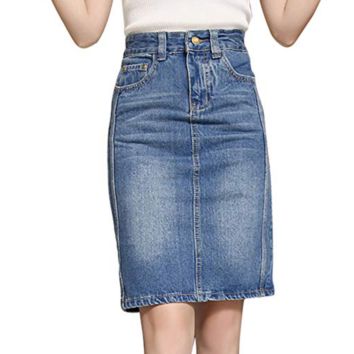 Women Skirts Short Tube Denim Half Skirt for Ladies