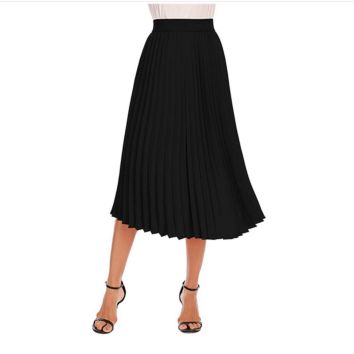 Women Stylish High Waist Chiffon Formal Long Midi Pleated Skirts