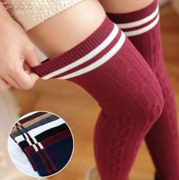 Women Triple Stripe over the Knee High Socks