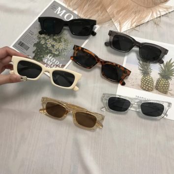 Women Vintage Rectangle Sunglasses Designer Cat Eye Acetate Sunglasses