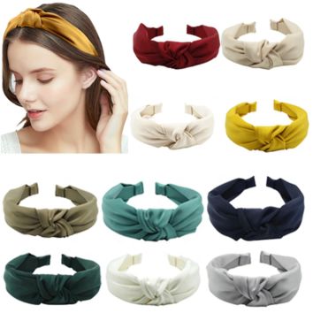 Women Wide Cross Knotted Elastic Hair Hoop Hairband Headband Hair Accessories