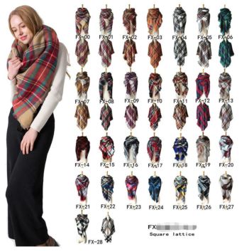 Women's Fall Scarf Classic Tassel Plaid Scarf Warm Soft Chunky Large Blanket Wrap Shawl Scarves