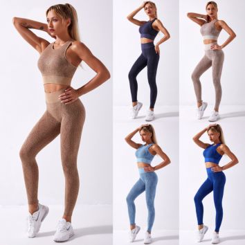 Yoga Sets Women Seamless Snake Pattern Workout Black Yoga Suits