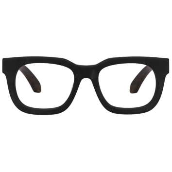 Zeelool Classic Unisex Acetate Rectangle Square Black Wood Frame Temple Spring Hinge Eyeglasses Frame