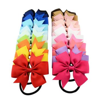 Zn Colorful Ribbon Hair Bows Girls Baby Children Elastic Hair Rope Hair Accessories