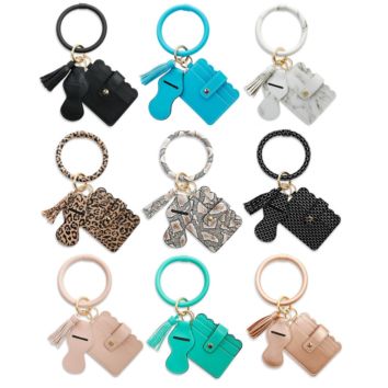 -Selling Wristlet Purse Key Ring Pu Leather Lipstick Credit Card Holder Bracelet Bangle Keychain for Women