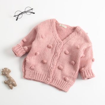 1-3Y Baby Girl Sweater Warm Child Ball in Hand down Sweater Cardigan Jacket Cardigan for Girl Girls Cardigan 0-3Y