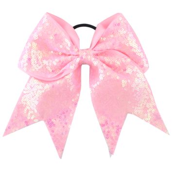 8 Inch Girls Cheerleading Hair Bow Elastic Sequin Grosgrain Ribbon Hair Bands Kids Children Hairwear Women Hair Accessories