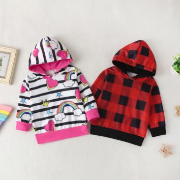 Autumn Sweatshirts for Girls Plaid Children Sweater Kids Pullover Toddler Hoodies Baby Outerwear