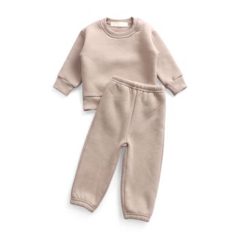 Babies Clothes Unisex Fleece Solid Color Cozy Sport Suit Two-Piece Baby Kids Clothing Set Tracksuit