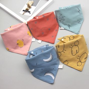 Baby Bibs Triangle Double Cotton Bibs 5 Pieces/Lot Cartoon Print Saliva Towel Baby Boys Girls Feeding Apron Cotton Bandana Bibs