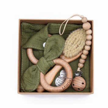 Baby Blanket Knitted Newborn Muslin Cotton Bib Bunny Ear Crochet Rattle Toy Bath Brush Sets Ring Baby Teether