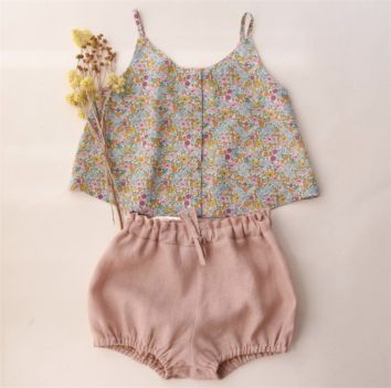 Baby Girl Romper Sleeveless Clothes Baby Floral Romper Ruffles Collar Playsuit with Ties