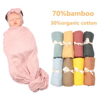 Baby Muslin Swaddle Blanket with Gift Box 70% Bamboo 30% Cotton Receiving Blanket 47 X 47 Inch