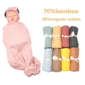 Baby Muslin Swaddle Blanket with Gift Box 70% Bamboo 30% Cotton Receiving Blanket 47 X 47 Inch