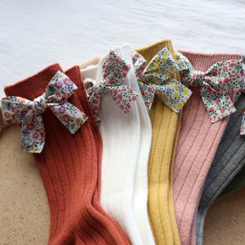 Baby to Toddler Girl Socks with Floral Bows 0-5 Years