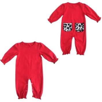 Boyis Baby Boutique Rompers Boys Cotton Rompers with Cow Printed Pocket Infant Jumpsuit