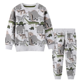 Boys Kids Tricot Jacket Pants Cartoon Printed Clothes Fall Jogger Two Piece Outfit Suits Pajamas Hoodie Sets
