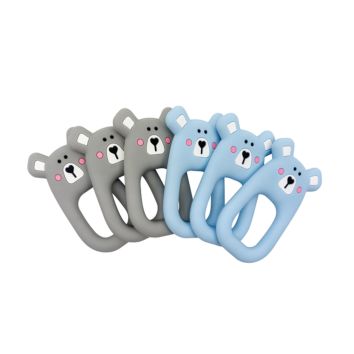 Bpa Free Food Grade Animal Cartoon Baby Newborn Infant Toddler Chewable Teething Toys Soft Mouse All Silicone Teether Ring