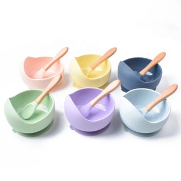 Bpa Free Silicone Suction Baby Bowls, Silicone Bowl Set with Spoon, Microwave and Dishwasher Safe Silicone Suction Plate