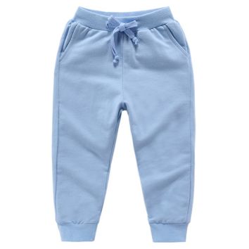 Children Pure Cotton Spring Autumn Casual Trousers Kid Pants Solid Color Warm Loose Clothes