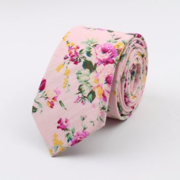 Cotton Rose Men's Colourful Tie Ties Necktie Narrow Chrysanthemum Slim Skinny Cravate Narrow Thick Neckties 6Cm