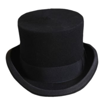 Cylinder Classic Elegant 100% Wool Felt Top Hat Victorian Style Made Hatter Tall Gentlemen Hat