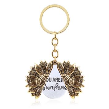 Daily Gift Souvenir Alloy Keychain Openable Silver Gold Sun Flower Keychain You Are My Sunshine Sunflower Keychain