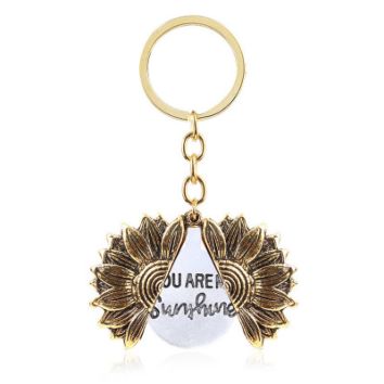 Daily Gift Souvenir Alloy Keychain Openable Silver Gold Sun Flower Keychain You Are My Sunshine Sunflower Keychain