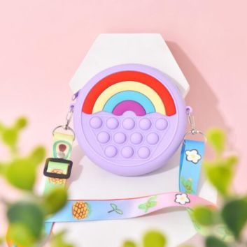 Doughnut Single Shoulder Bag Rainbow Silicone Single Shoulder Messenger Bag Children's round Wallet