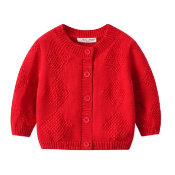 Drop Shipping Baby Autumn Style Sets Girls Red Long Sleeve Sweater Cardigan Baby Girl Knitted Rompers Lovely Coats