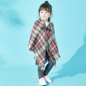 Fall Mommy and Me Kids Buffalo Plaid Blanket Cashmere Scarf for Girls Children