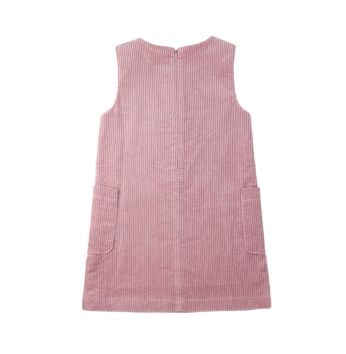 Gabby Loop Kids Lovely Straight-Through Pink Sleeveless Girls Floral Corduroy Dress Sunflower Embroidery