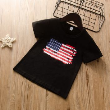 Kids Patriot American Flag T Shirt Baby Casual White T-Shirts Kid Girls Boys Short Sleeve Clothing