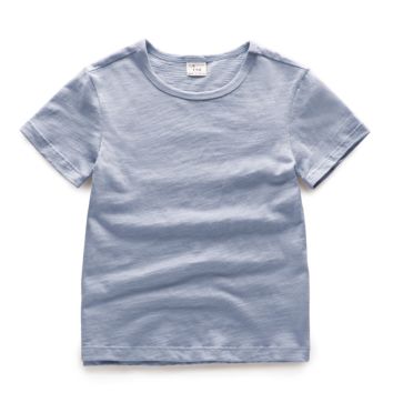 Kids' T Shirts Bamboo Cotton Short Sleeve Breathable Solid Color T Shirt Children's Tee for Little Boy