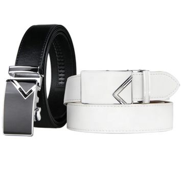 Men Genuine Leather White Golf Belt