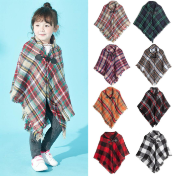 Product Shawls Wraps Kids Warm Shawl Cape Imitation Wool Cashmere Plaid Poncho Amice