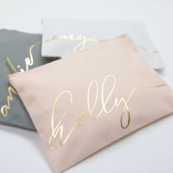 Rts Eco Friendly Cotton Cosmetic Bags Blank Reusable Canvas Zipper Multicolour Makeup Pouch Bag with Golden Zipper