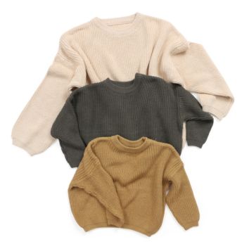 Rts Kids Long Sleeve Girl Boutique Clothing Design Solid Color Kids Oversize Pullover Sweater