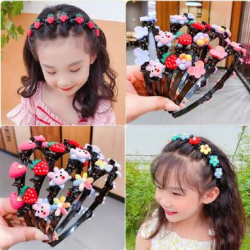 Sandro Children's Flower Fruit Headband with Clips Kids Designer Star Headband Red Strawberry