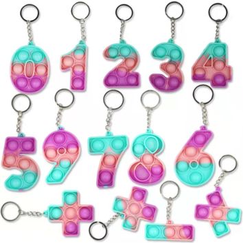 Silicone Popping Its Mini Fidget Toy Bubble Letter Number Alphabet Shape Character Pocket Push Buttons Pop It Keychain