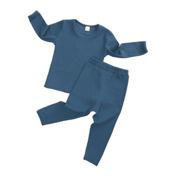 Spring Fall Toddler Boy Girl Clothes Cotton Ribbed Lounge Wear Pajamas Baby Kids Clothing Sets