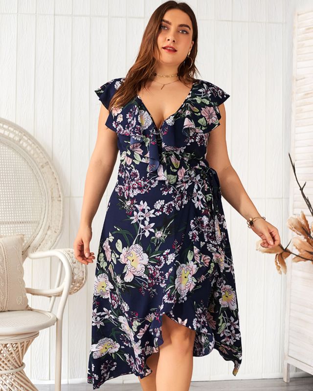 Dress and Unrestrained Short Sleeve V-Neck Lace Party Beach Skirt Large Size Xia Bohemia Dress