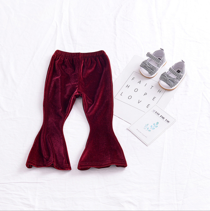 Toddler Kids Velvet Pants Little Baby Girls Bell-Bottoms Pants Trousers Kids Flare Pants