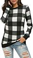 Women Plaid Top Stylish Long Sleeve Buffalo Plaid Blouse Top Casual Comfy Checkered Shirt Color Block Sweatshirt Dropshipping