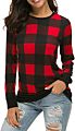 Women Plaid Top Stylish Long Sleeve Buffalo Plaid Blouse Top Casual Comfy Checkered Shirt Color Block Sweatshirt Dropshipping