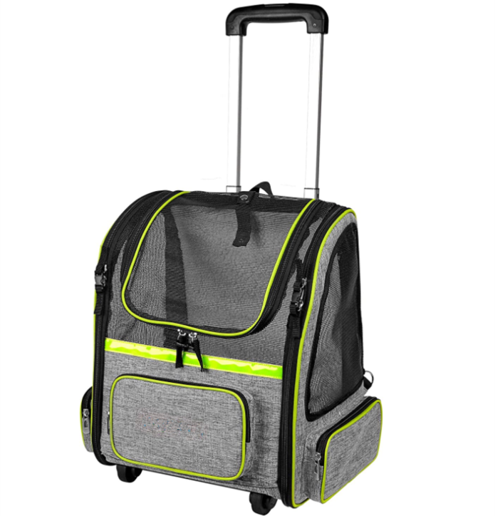 Portable Pet Travel Bag Removable Wheels Pet Carrier Backpack Soft Sided Breathable Airline Approved Dog Travel Bags
