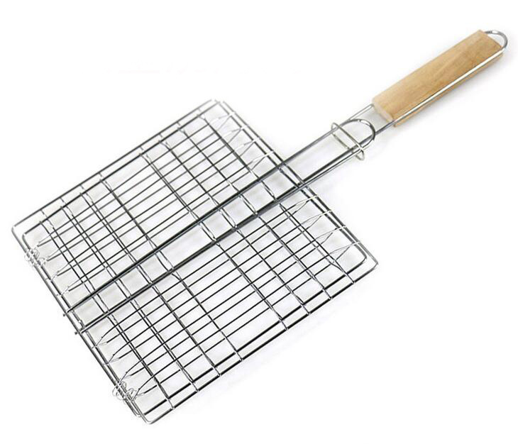 Barbecue Net Removable Barbecue Folding Grill Rectangular Grill Vegetable Basket Grill Fish Net Clip Stainless Steel